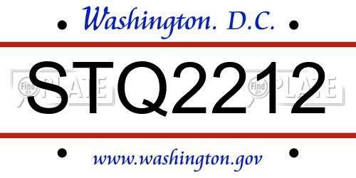 STQ2212 District Of Columbia License Plate