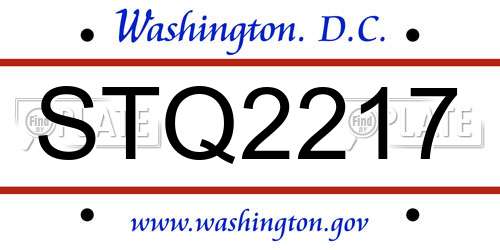 STQ2217 District Of Columbia License Plate
