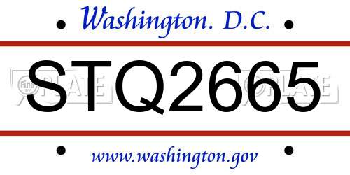 STQ2665 District Of Columbia License Plate