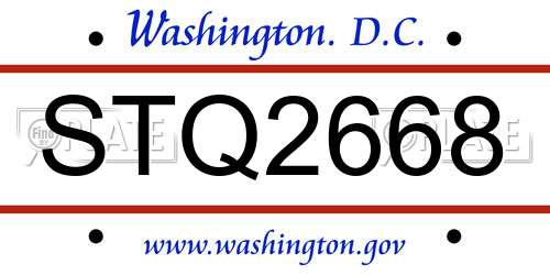 STQ2668 District Of Columbia License Plate