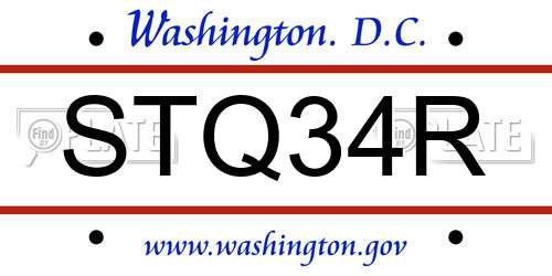 STQ34R District Of Columbia License Plate