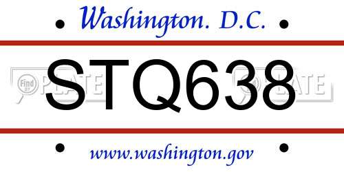 STQ638 District Of Columbia License Plate