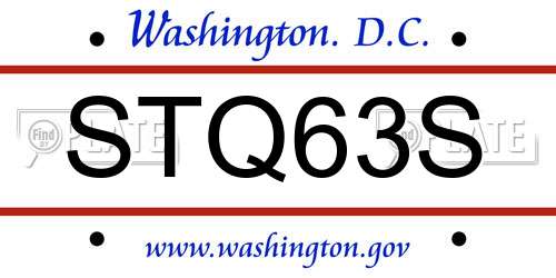 STQ63S District Of Columbia License Plate
