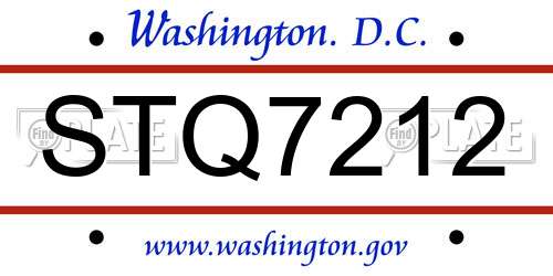 STQ7212 District Of Columbia License Plate