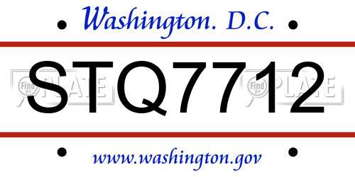 STQ7712 District Of Columbia License Plate