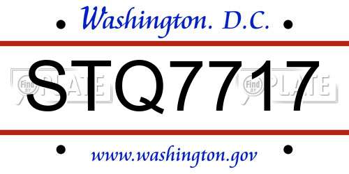 STQ7717 District Of Columbia License Plate