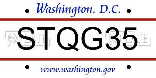 STQG35 District Of Columbia License Plate