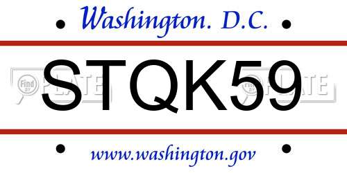 STQK59 District Of Columbia License Plate