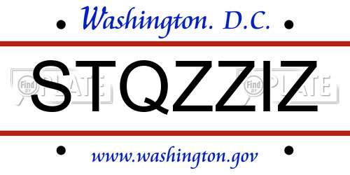 STQZZIZ District Of Columbia License Plate