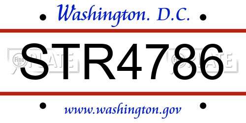 STR4786 District Of Columbia License Plate