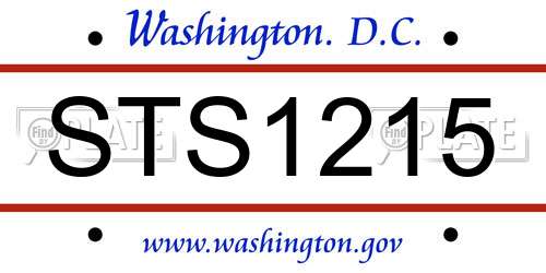 STS1215 District Of Columbia License Plate