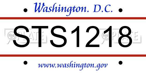 STS1218 District Of Columbia License Plate