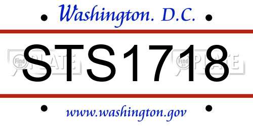 STS1718 District Of Columbia License Plate