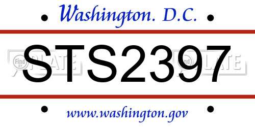 STS2397 District Of Columbia License Plate
