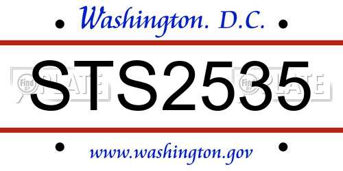 STS2535 District Of Columbia License Plate