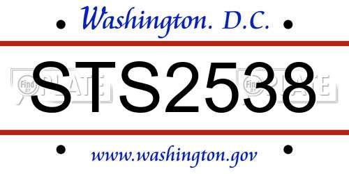 STS2538 District Of Columbia License Plate