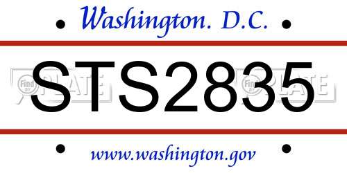 STS2835 District Of Columbia License Plate