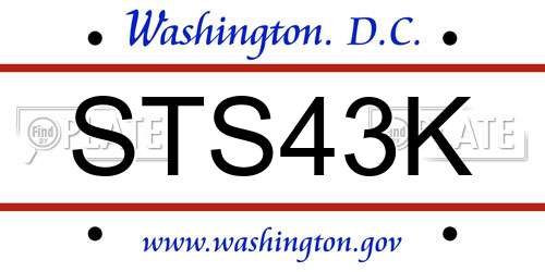 STS43K District Of Columbia License Plate