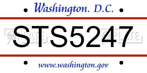 STS5247 District Of Columbia License Plate