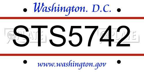 STS5742 District Of Columbia License Plate