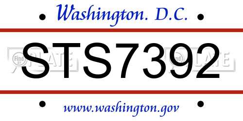 STS7392 District Of Columbia License Plate