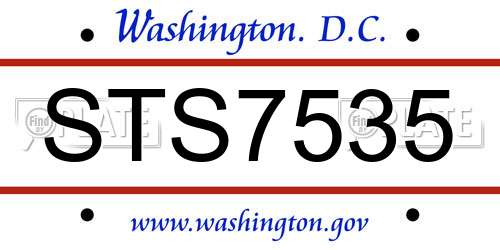 STS7535 District Of Columbia License Plate