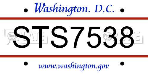 STS7538 District Of Columbia License Plate