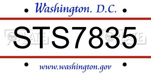 STS7835 District Of Columbia License Plate