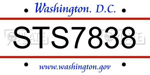 STS7838 District Of Columbia License Plate