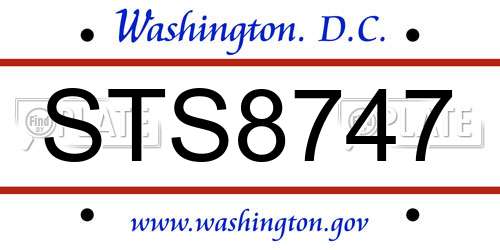STS8747 District Of Columbia License Plate