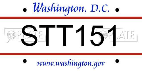 STT151 District Of Columbia License Plate