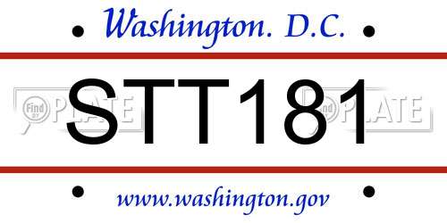 STT181 District Of Columbia License Plate