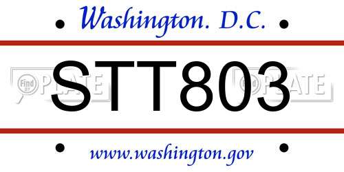 STT803 District Of Columbia License Plate