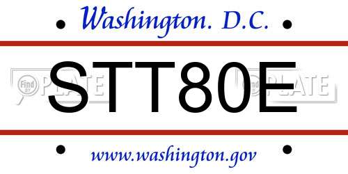 STT80E District Of Columbia License Plate