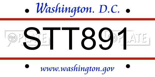STT891 District Of Columbia License Plate