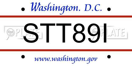 STT89I District Of Columbia License Plate