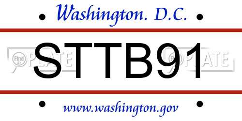 STTB91 District Of Columbia License Plate
