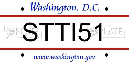 STTI51 District Of Columbia License Plate