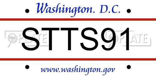 STTS91 District Of Columbia License Plate