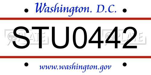 STU0442 District Of Columbia License Plate
