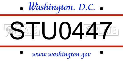 STU0447 District Of Columbia License Plate