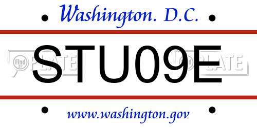 STU09E District Of Columbia License Plate