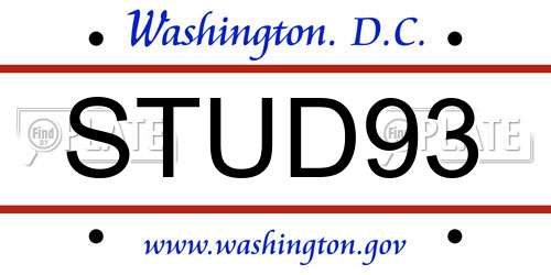STUD93 District Of Columbia License Plate