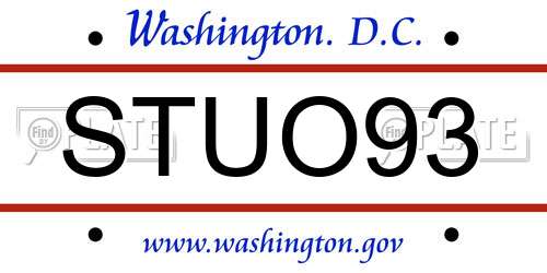 STUO93 District Of Columbia License Plate