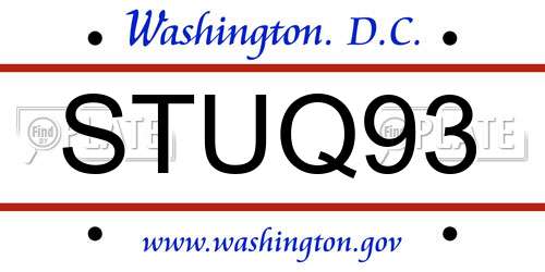 STUQ93 District Of Columbia License Plate