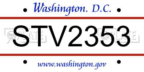 STV2353 District Of Columbia License Plate