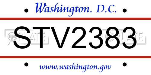 STV2383 District Of Columbia License Plate