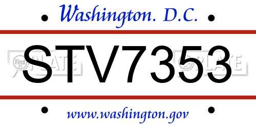 STV7353 District Of Columbia License Plate