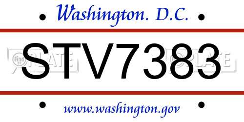 STV7383 District Of Columbia License Plate
