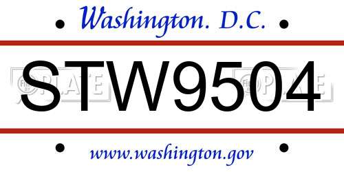 STW9504 District Of Columbia License Plate